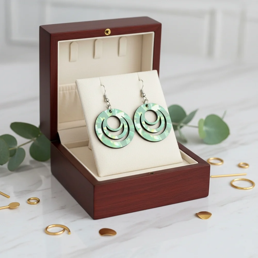 Elegant Iridescent Hoop Earrings - Picture 2 of 2